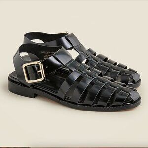 J. Crew Winoma Fisherman Black Italian Leather Sandals Sz. 7.5